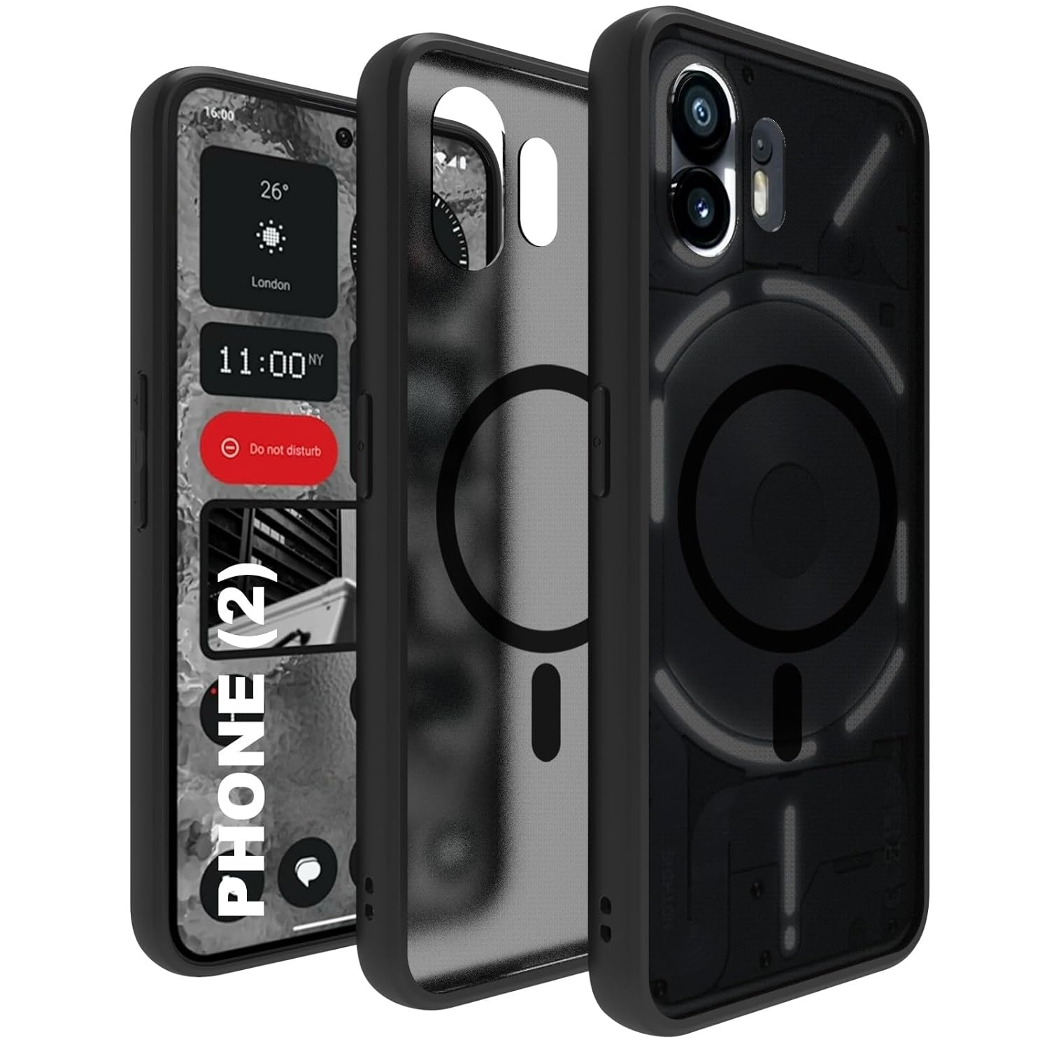 Nothing Phone 2 Back Cover Case | Sleek Hybrid - Matte Black Magnetic