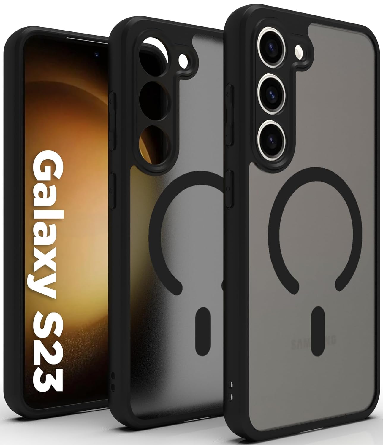 Samsung Galaxy S23 Back Cover Case | Sleek Hybrid - Matte Black Magnetic