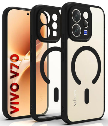 Vivo V70 / V70 Elite 5G Back Cover Case | Sleek Hybrid - Clear Black Magnetic