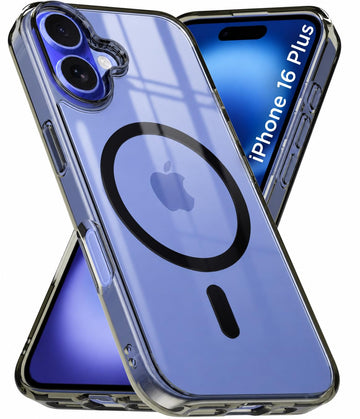 iPhone 16 Plus Back Cover Case | Clear Hybrid - Clear Black Magnetic