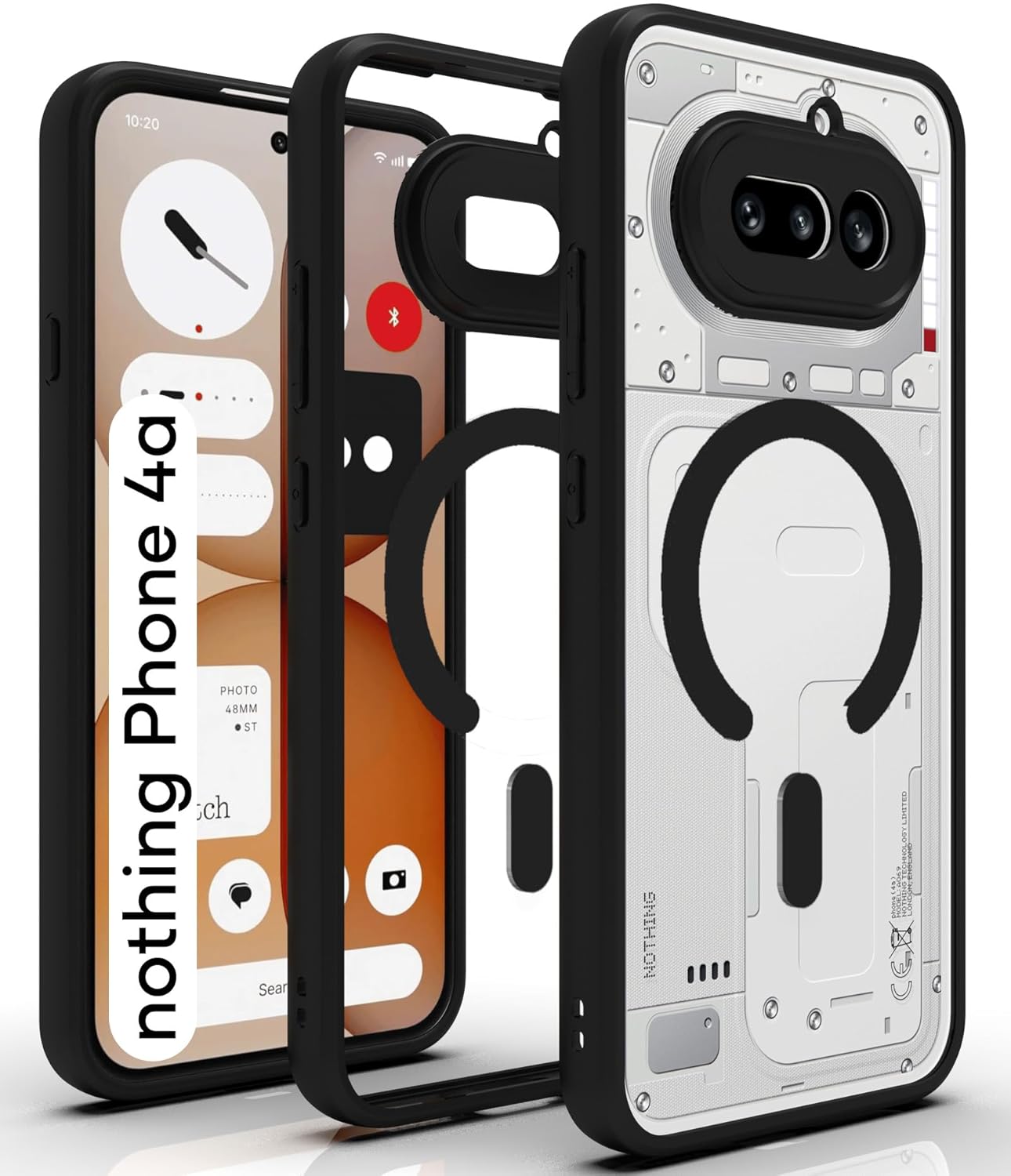 Nothing Phone 4a 5G Back Cover Case | Clear Hybrid - Clear Black Magnetic