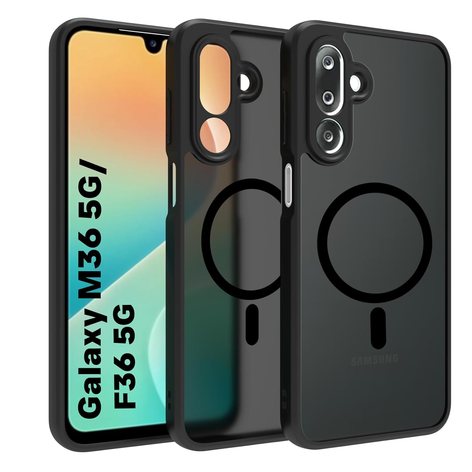 Samsung Galaxy M36 5G / F36 5G Back Cover Case | Sleek Hybrid - Matte Black Magnetic