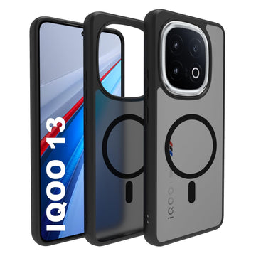 iQOO 13 5G Back Cover Case | Sleek Hybrid - Matte Black Magnetic