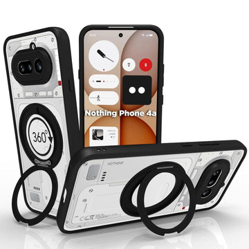 Nothing Phone 4a Ring Stand Back Cover Case | Sleek Hybrid - Clear Black Magnetic