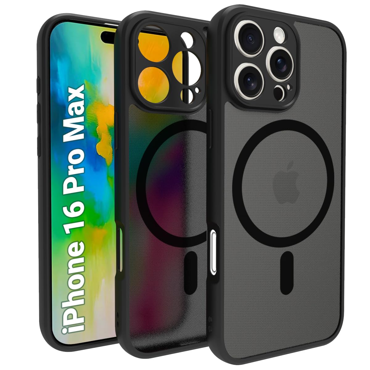 iPhone 16 Pro Max Back Cover Case | Sleek Hybrid - Matte Black Magnetic