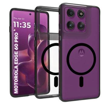 Motorola Edge 60 Pro 5G Back Cover Case | Clear Hybrid - Clear Black Magnetic