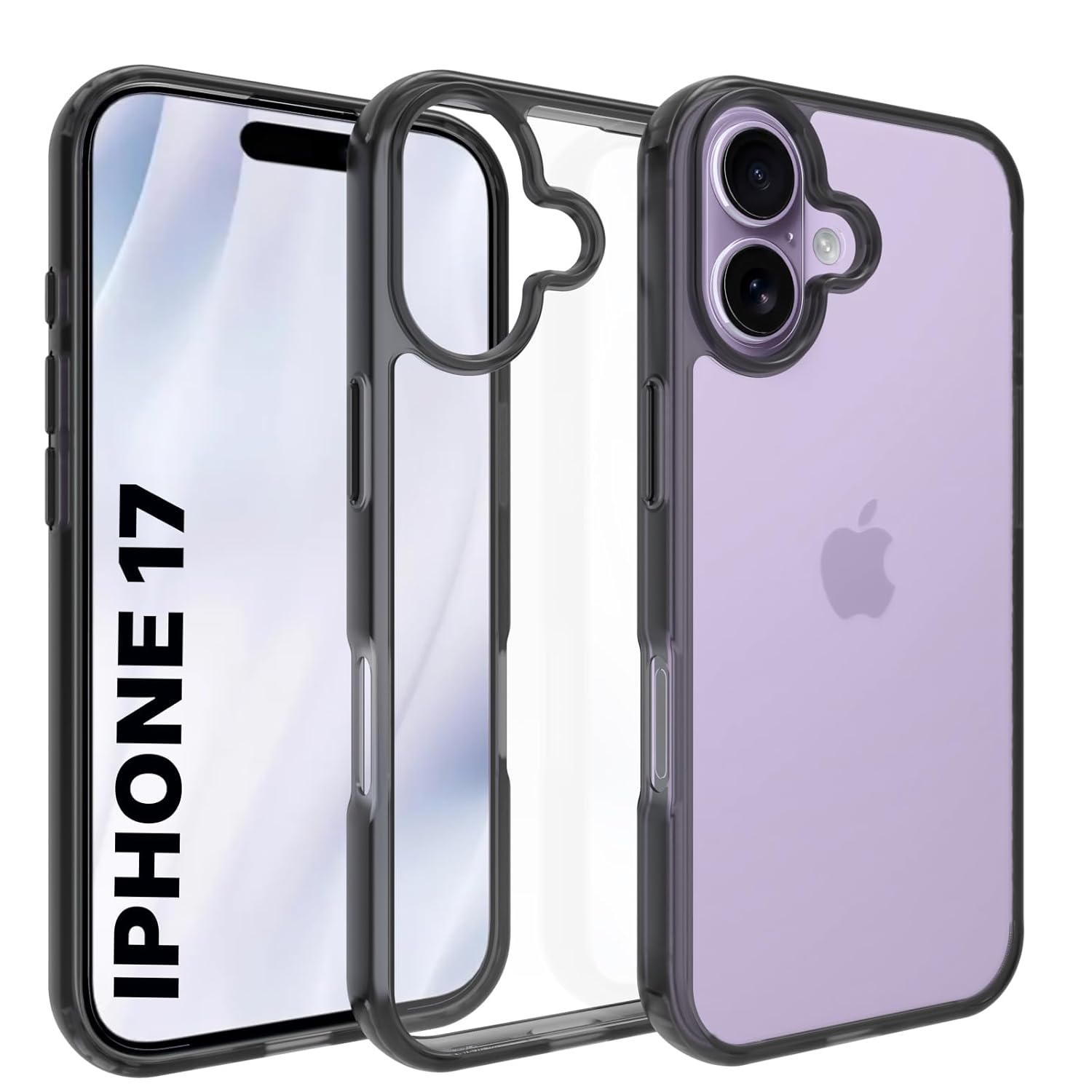 iPhone 17 Back Cover Case | Clear Hybrid - Clear Black