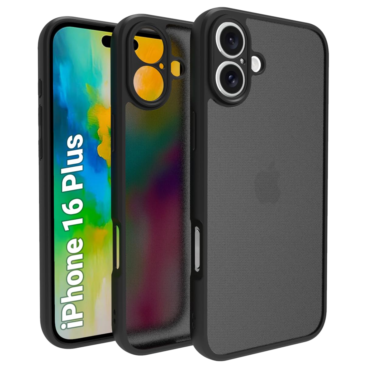 iPhone 16 Plus Back Cover Case | Sleek Hybrid - Matte Black