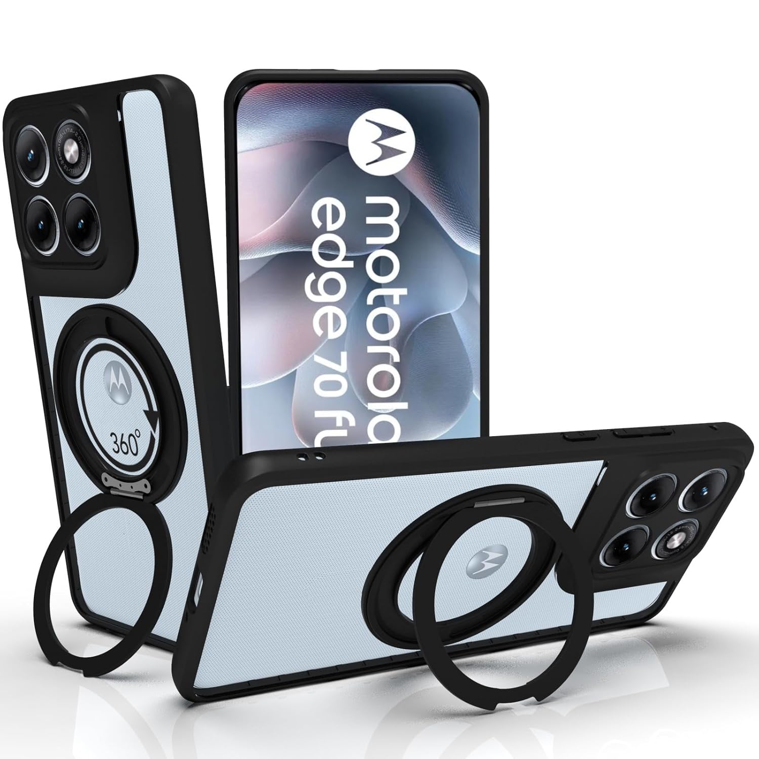 Motorola Edge 70 Fusion Back Cover Case | Clear Hybrid - Clear Black Magnetic