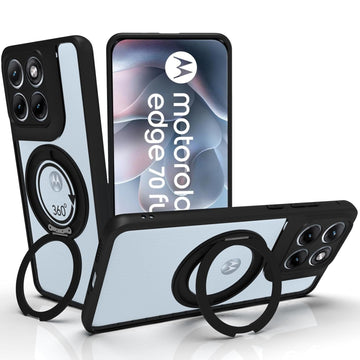 Motorola Edge 70 Fusion Back Cover Case | Clear Hybrid - Clear Black Magnetic