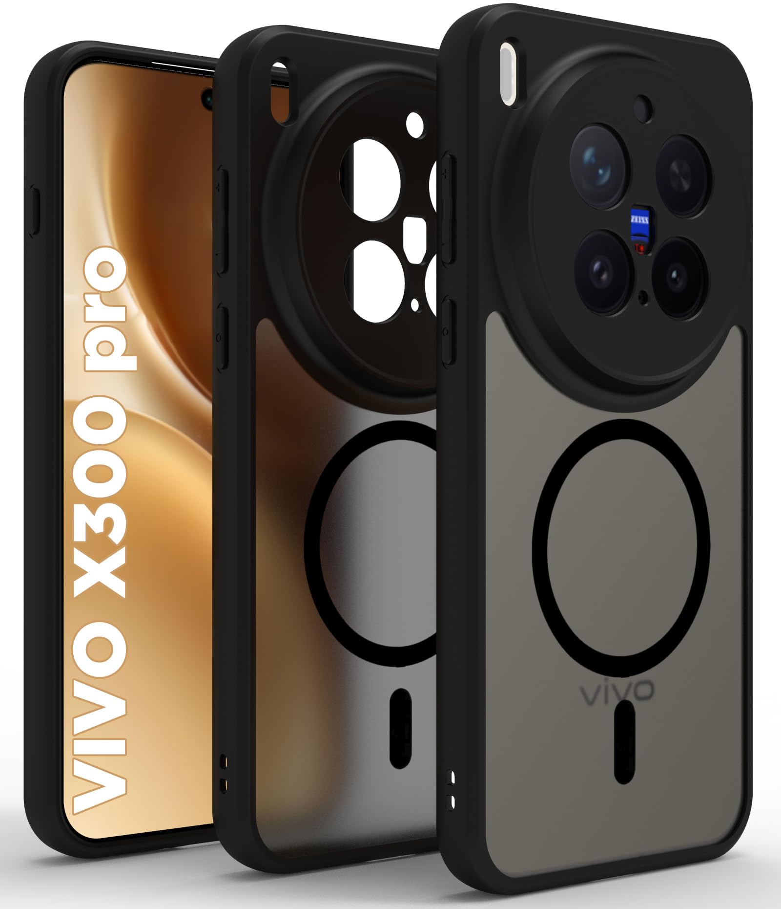 Vivo X300 Pro 5G Back Cover Case | Sleek Hybrid - Matte Black Magnetic