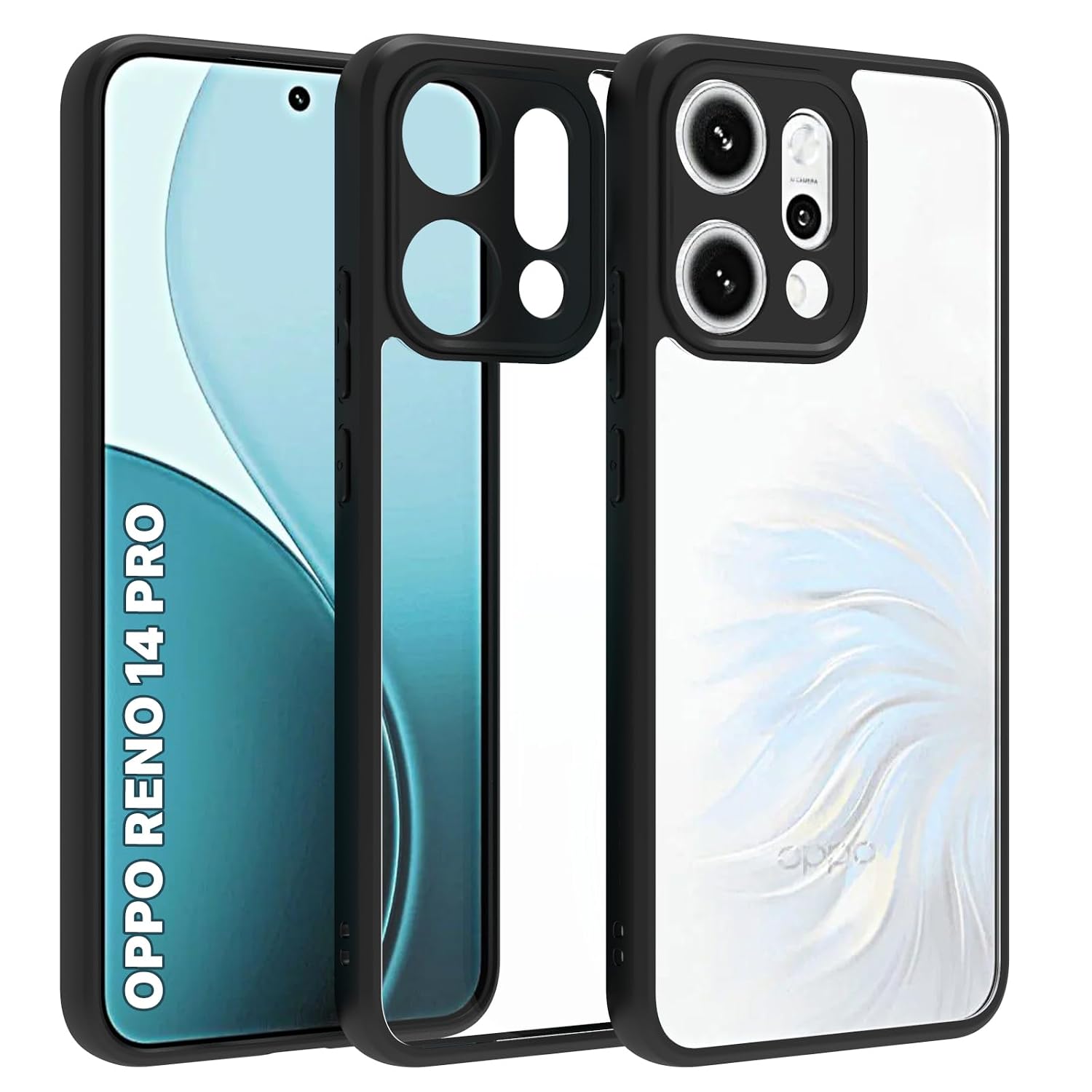 Oppo Reno 14 Pro 5G Back Cover Case | Sleek Hybrid - Clear Black