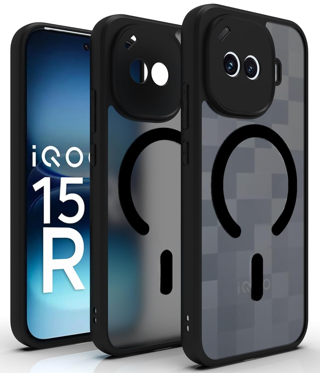 iQOO 15R 5G Back Cover Case | Sleek Hybrid - Matte Black Magnetic