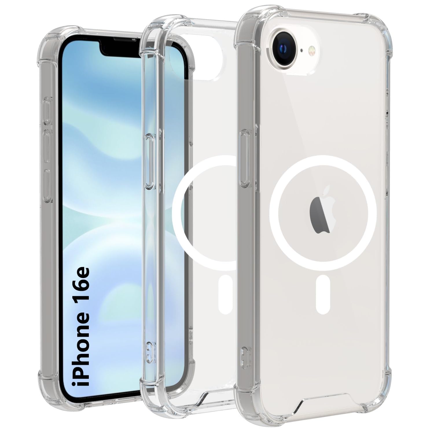 iPhone 16e / iPhone 17e Back Cover Case | Clear Hybrid - Clear Magnetic