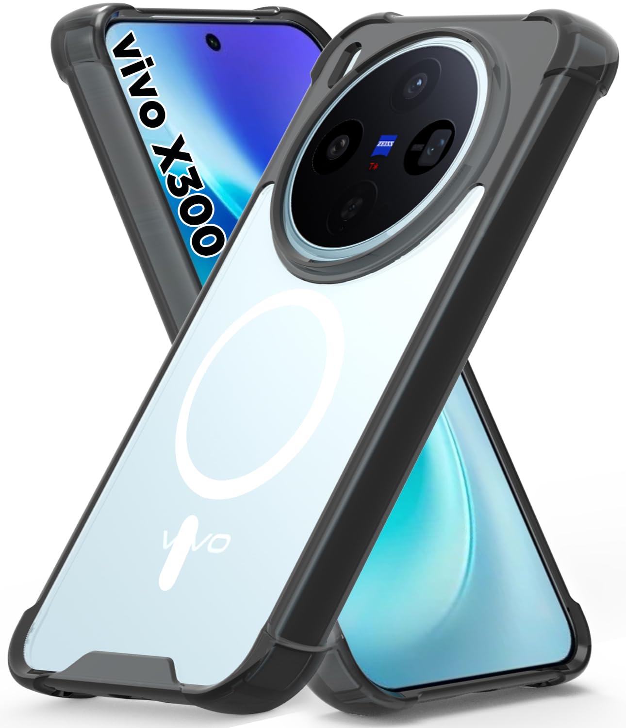 Vivo X300 5G Back Cover Case | Clear Hybrid - Clear Smoke Magnetic
