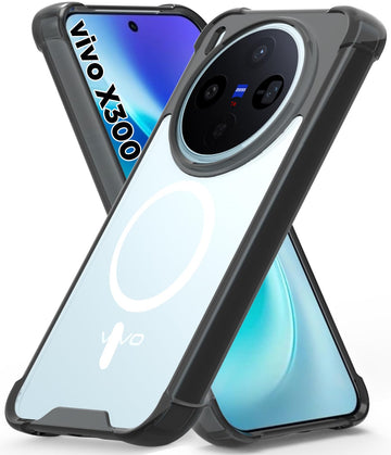 Vivo X300 5G Back Cover Case | Clear Hybrid - Clear Smoke Magnetic