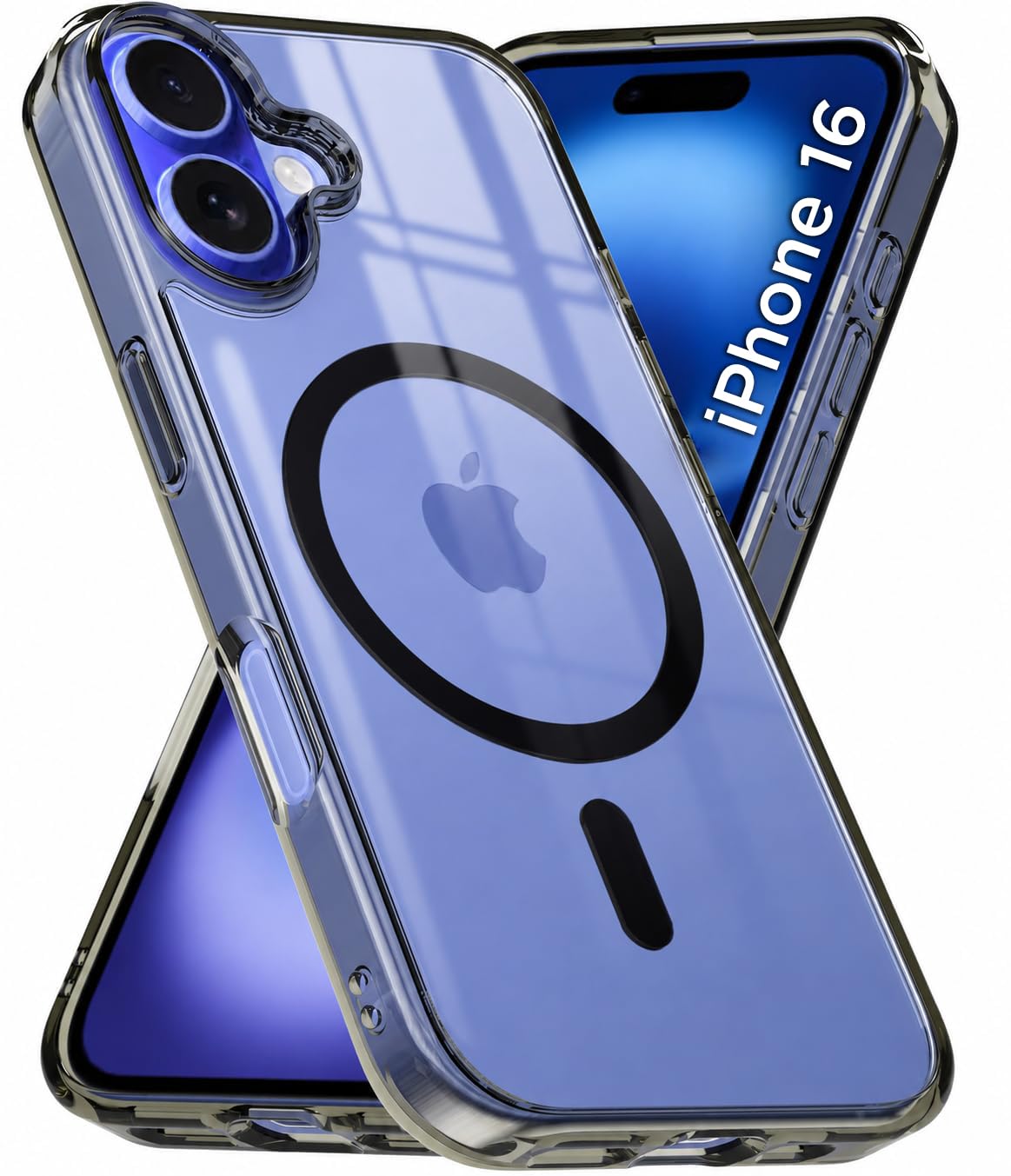 iPhone 16 Back Cover Case | Clear Hybrid - Clear Black Magnetic