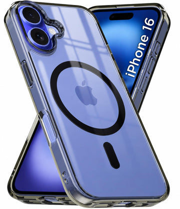 iPhone 16 Back Cover Case | Clear Hybrid - Clear Black Magnetic
