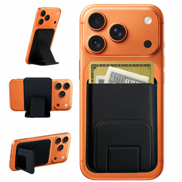 Magnetic Phone Wallet | Card Holder with Stand - Obsidian Black