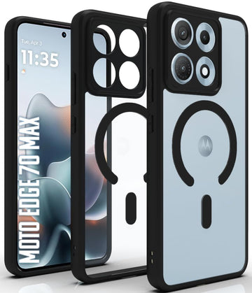 Motorola Edge 70 Max Back Cover Case | Sleek Hybrid - Clear Black Magnetic