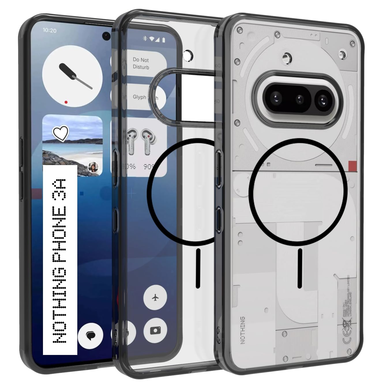 Nothing Phone 3a Back Cover Case | Clear Hybrid - Clear Black Magnetic