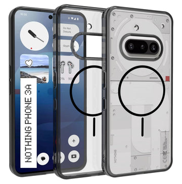 Nothing Phone 3a Back Cover Case | Clear Hybrid - Clear Black Magnetic