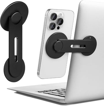 Magnetic Laptop Mobile Holder | Metal Foldable Stand - Black