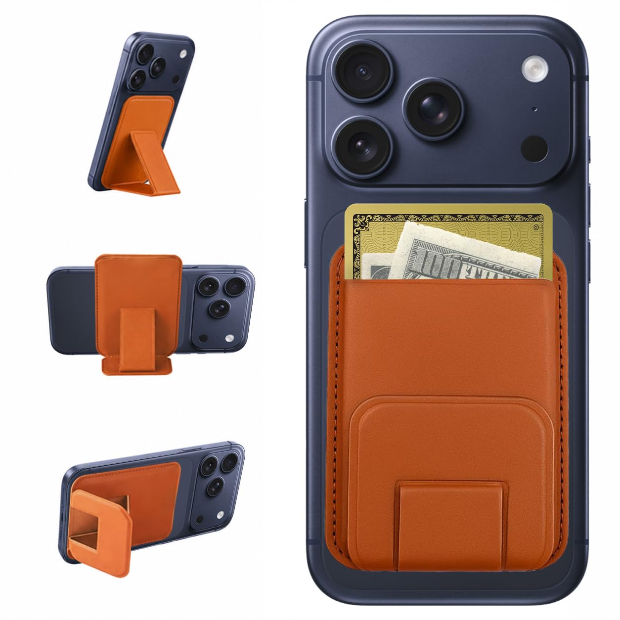 Magnetic Phone Wallet | Card Holder with Stand - Mocha Brown