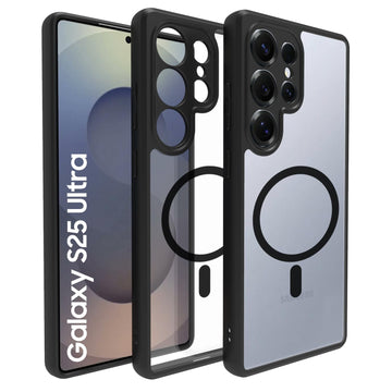 Samsung Galaxy S25 Ultra Back Cover Case | Clear Hybrid - Clear Black Magnetic