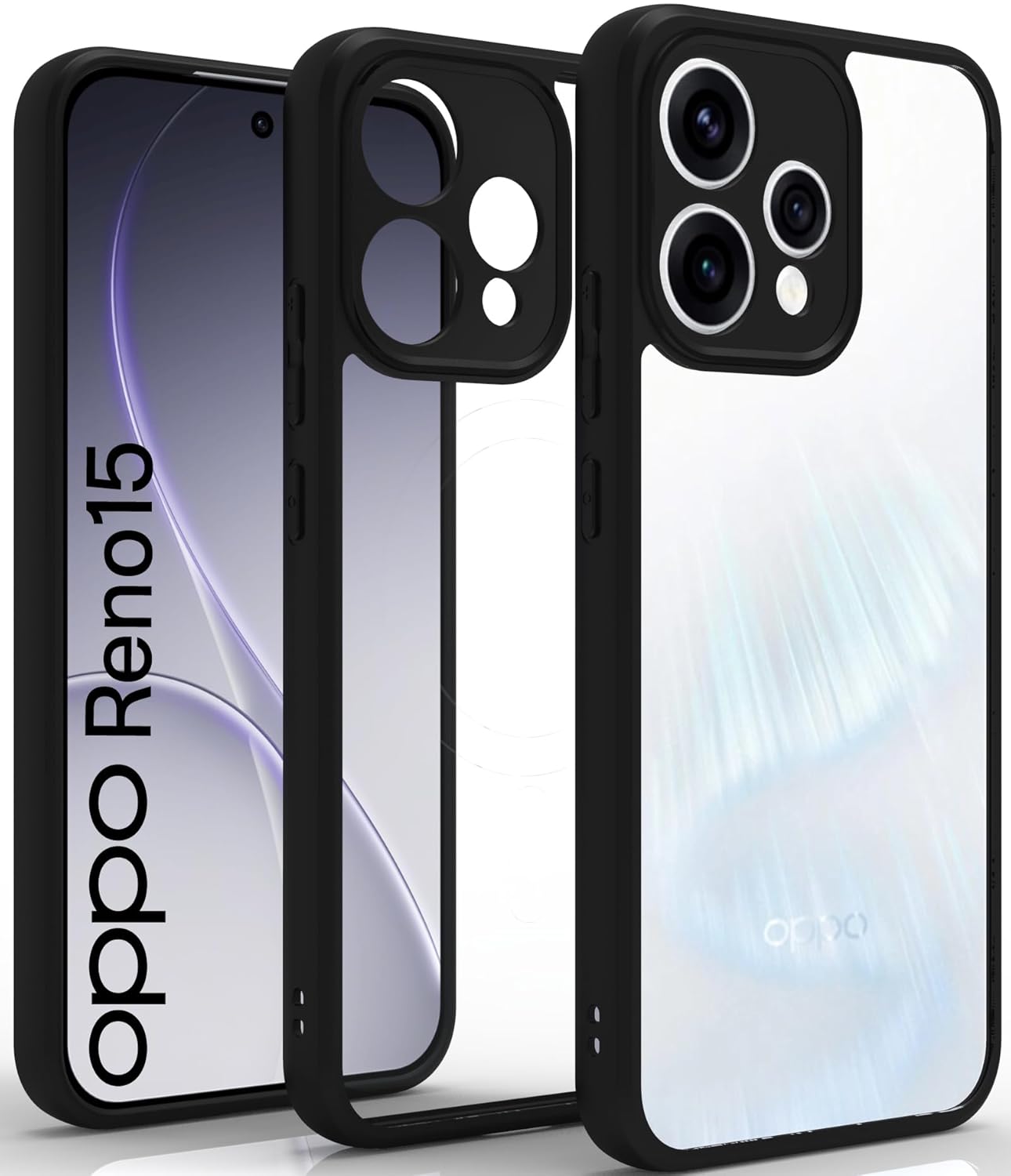 OPPO Reno15 5G Back Cover Case | Sleek Hybrid - Clear Black