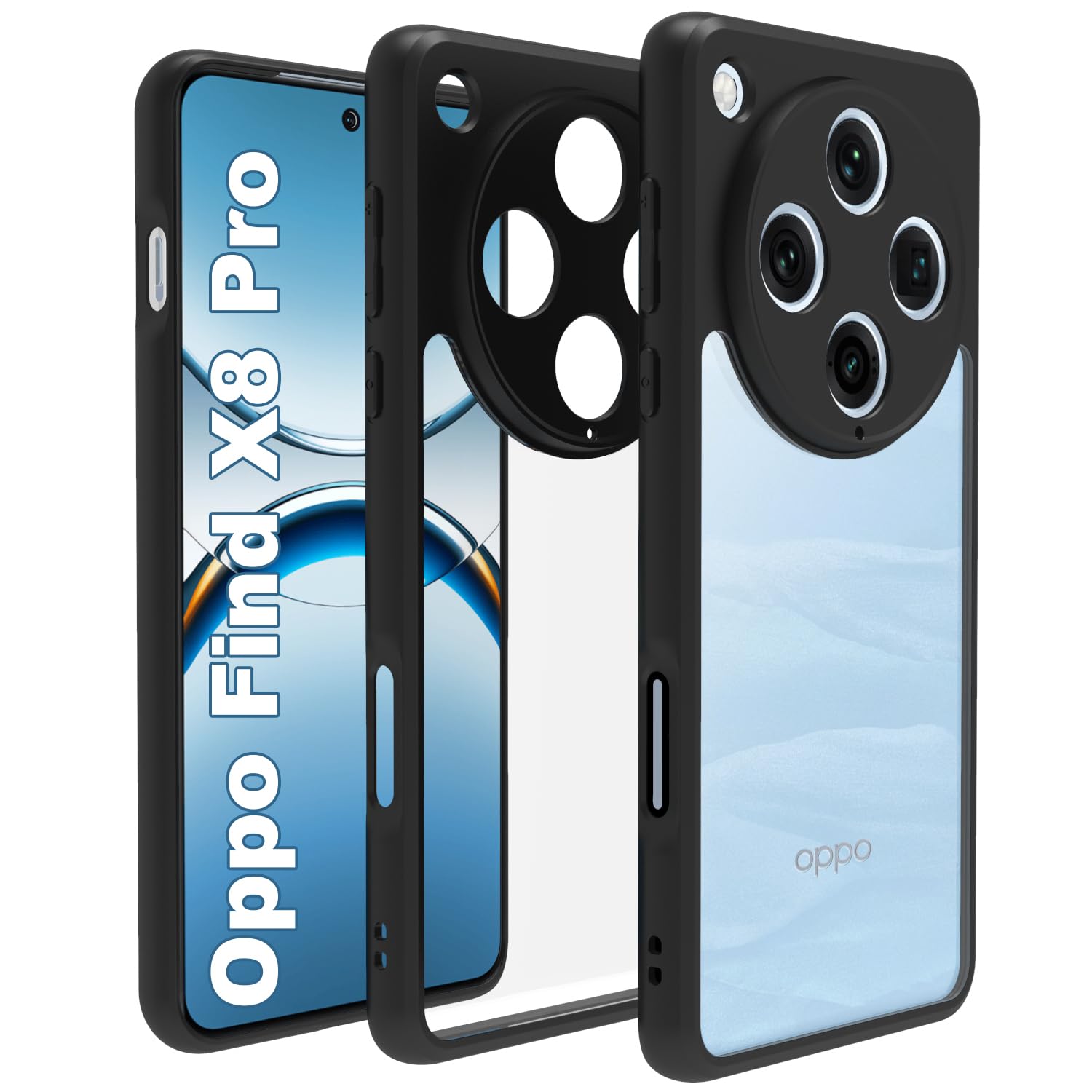 Oppo Find X8 Pro 5G Back Cover Case | Clear Hybrid - Clear Black