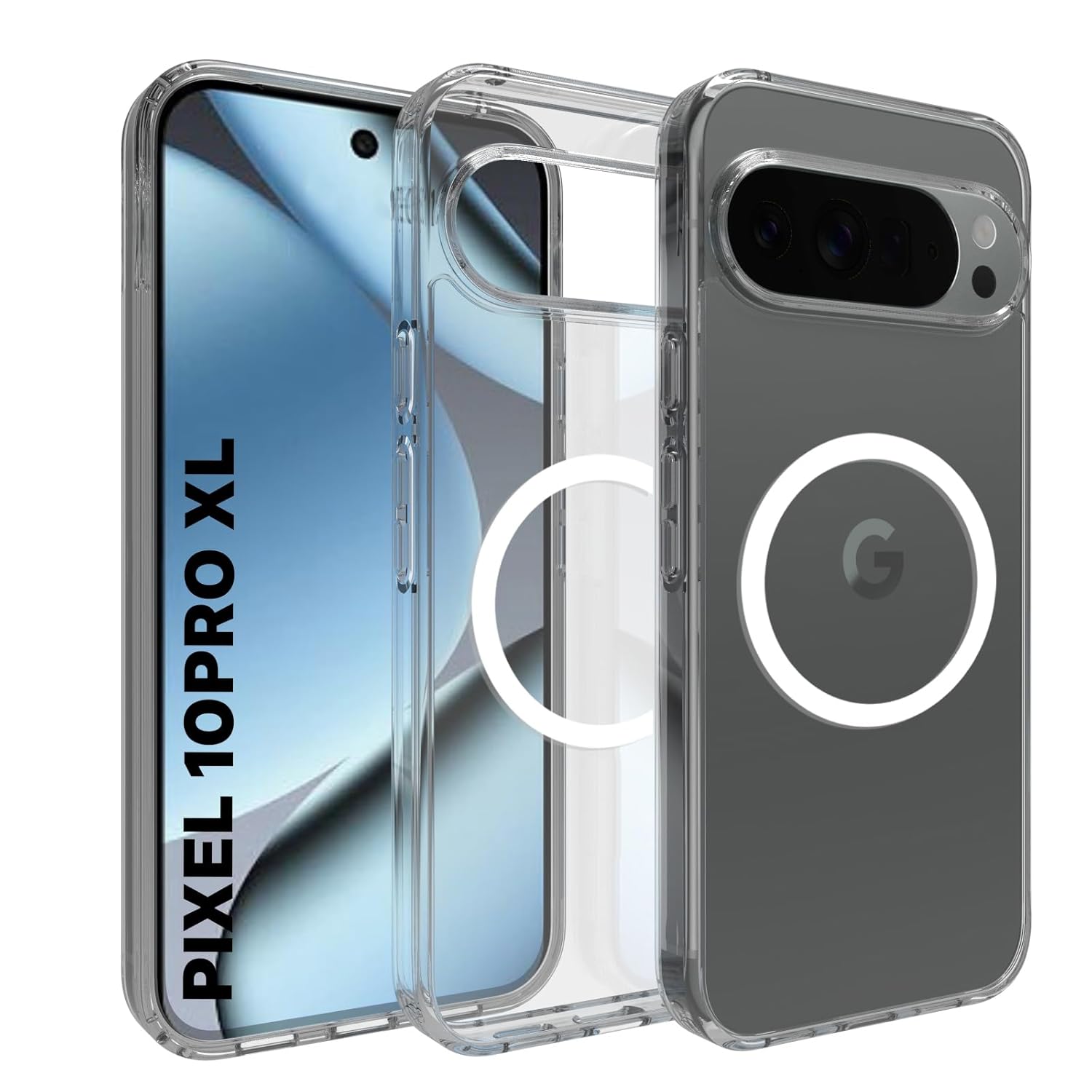 Google Pixel 10 Pro XL Back Cover Case | Clear Hybrid - Clear Magnetic
