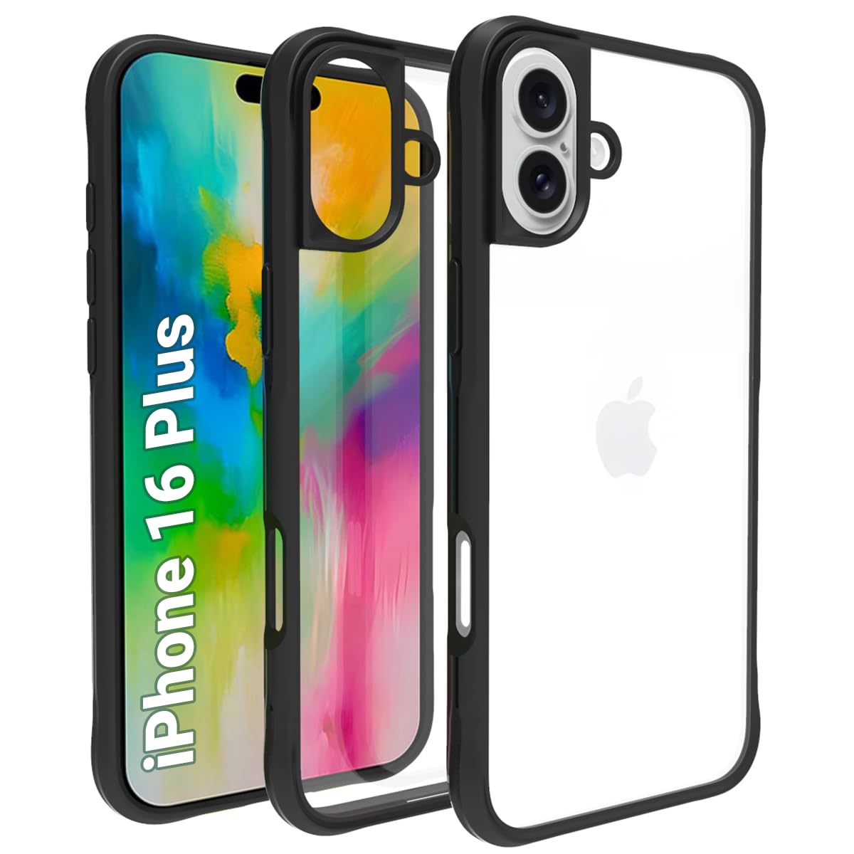 iPhone 16 Plus Back Cover Case | Tough Hybrid - Clear Black