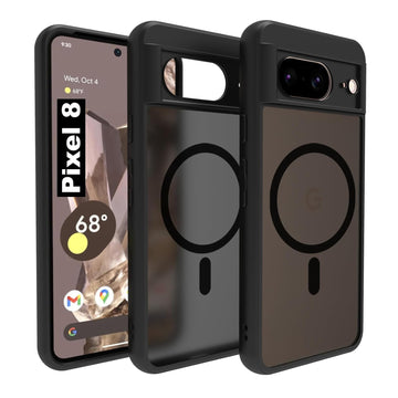 Google Pixel 8 Back Cover Case | Sleek Hybrid - Matte Black Magnetic