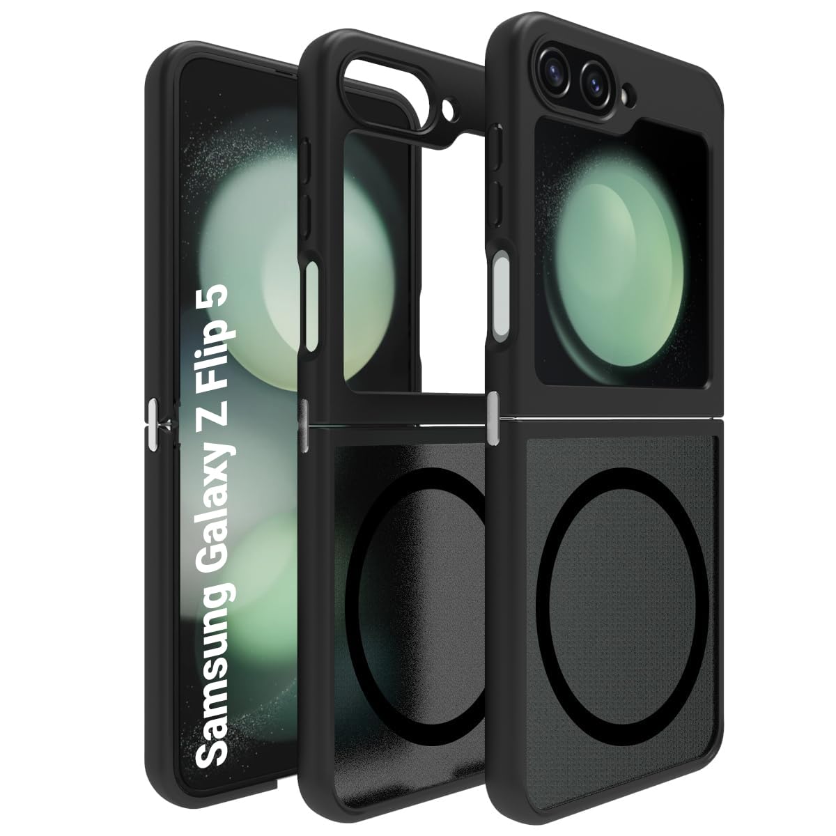 Samsung Galaxy Z Flip 5 Back Cover Case | Sleek Hybrid - Matte Black Magnetic