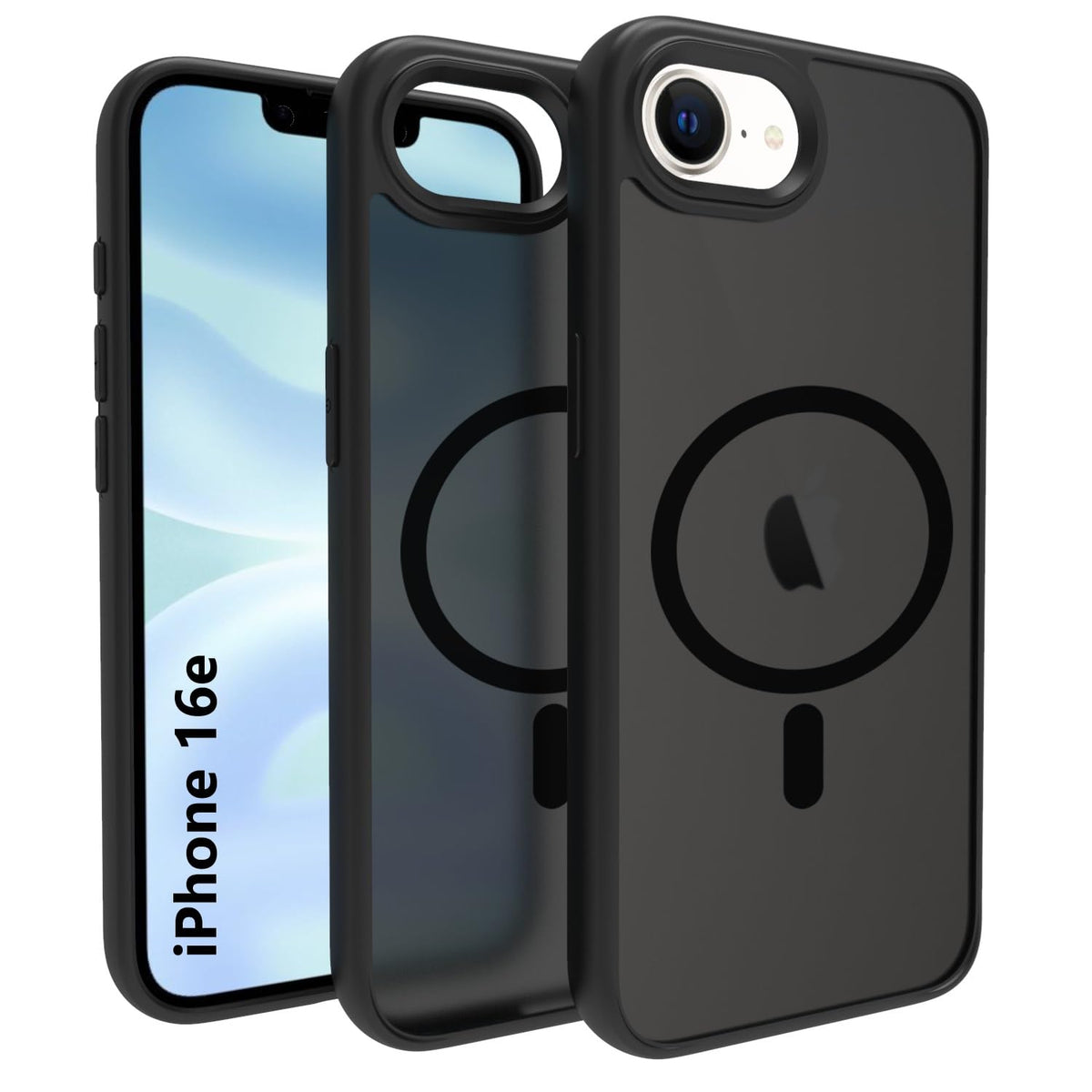 iPhone 17e / iPhone 16e Back Cover Case | Tough Hybrid - Matte Black Magnetic