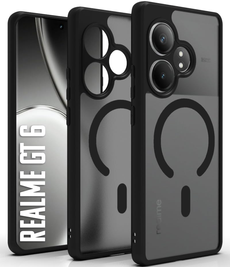 Realme GT 6 / GT 6T 5G Back Cover Case | Sleek Hybrid - Matte Black Magnetic