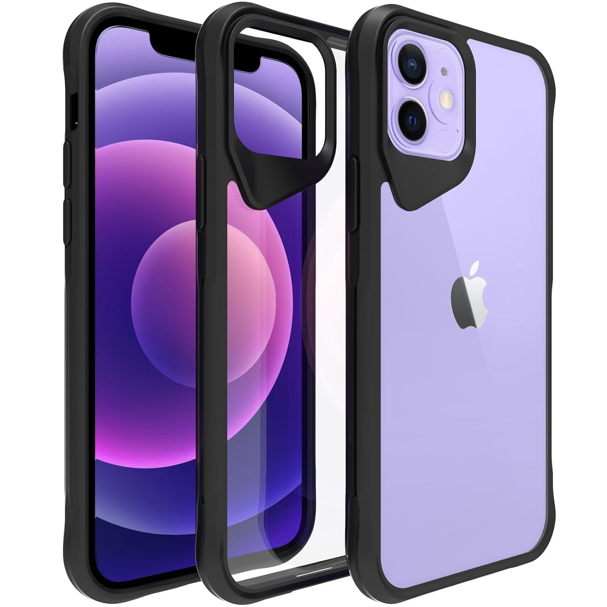 iPhone 12 Back Cover Case |  Tough Hybrid - Clear Black