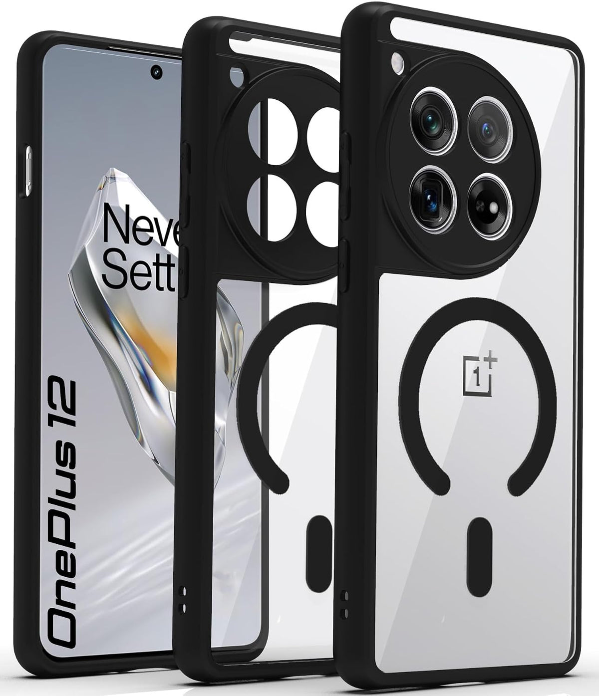 OnePlus 12 Back Cover Case | Sleek Hybrid - Clear Black Magnetic