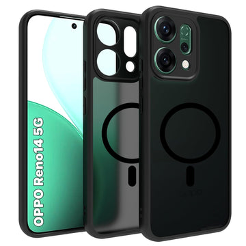 Oppo Reno14 5G Back Cover Case | Sleek Hybrid - Matte Black Magnetic