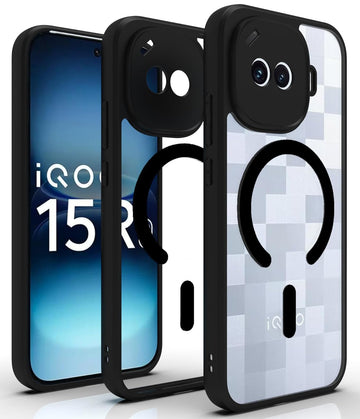 iQOO 15R 5G Back Cover Case | Sleek Hybrid - Clear Black Magnetic