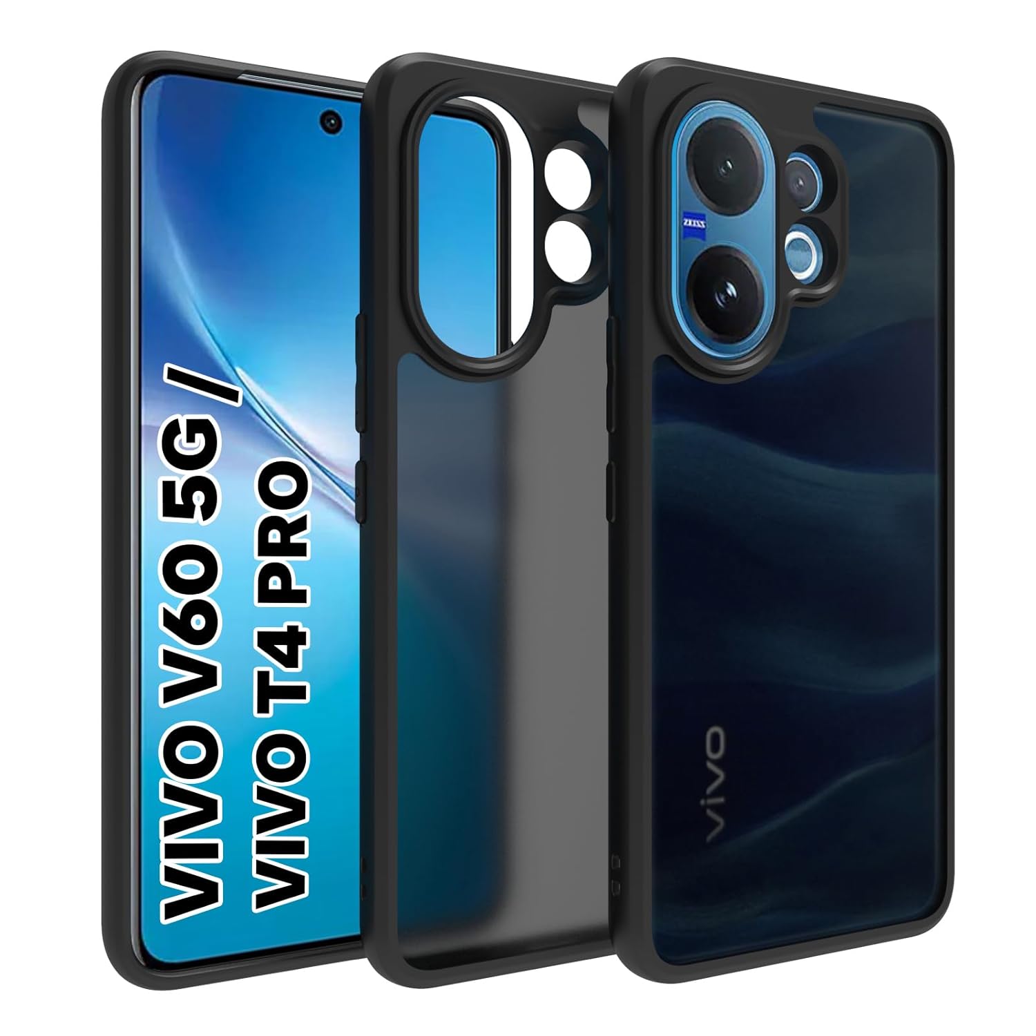 Vivo V60 5G / Vivo T4 Pro 5G / Vivo V60e 5G Back Cover Case | Sleek Hybrid - Matte Black