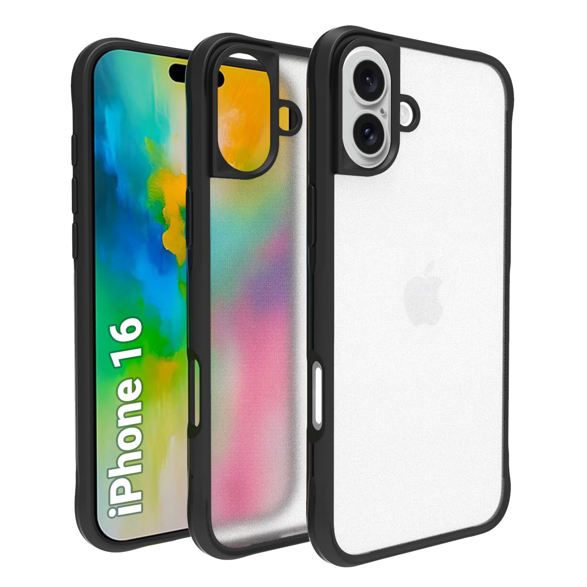 iPhone 16 Back Cover Case | Sleek Hybrid - Clear Black