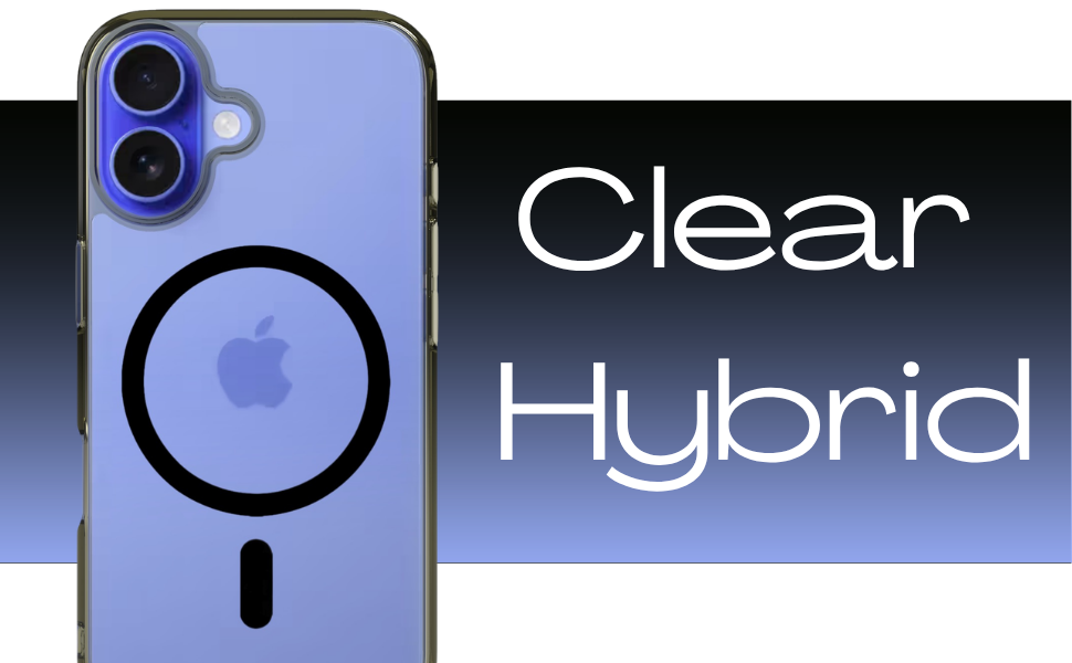 iPhone 16 Pro Back Cover Case | Clear Hybrid - Smoke Magnetic Black