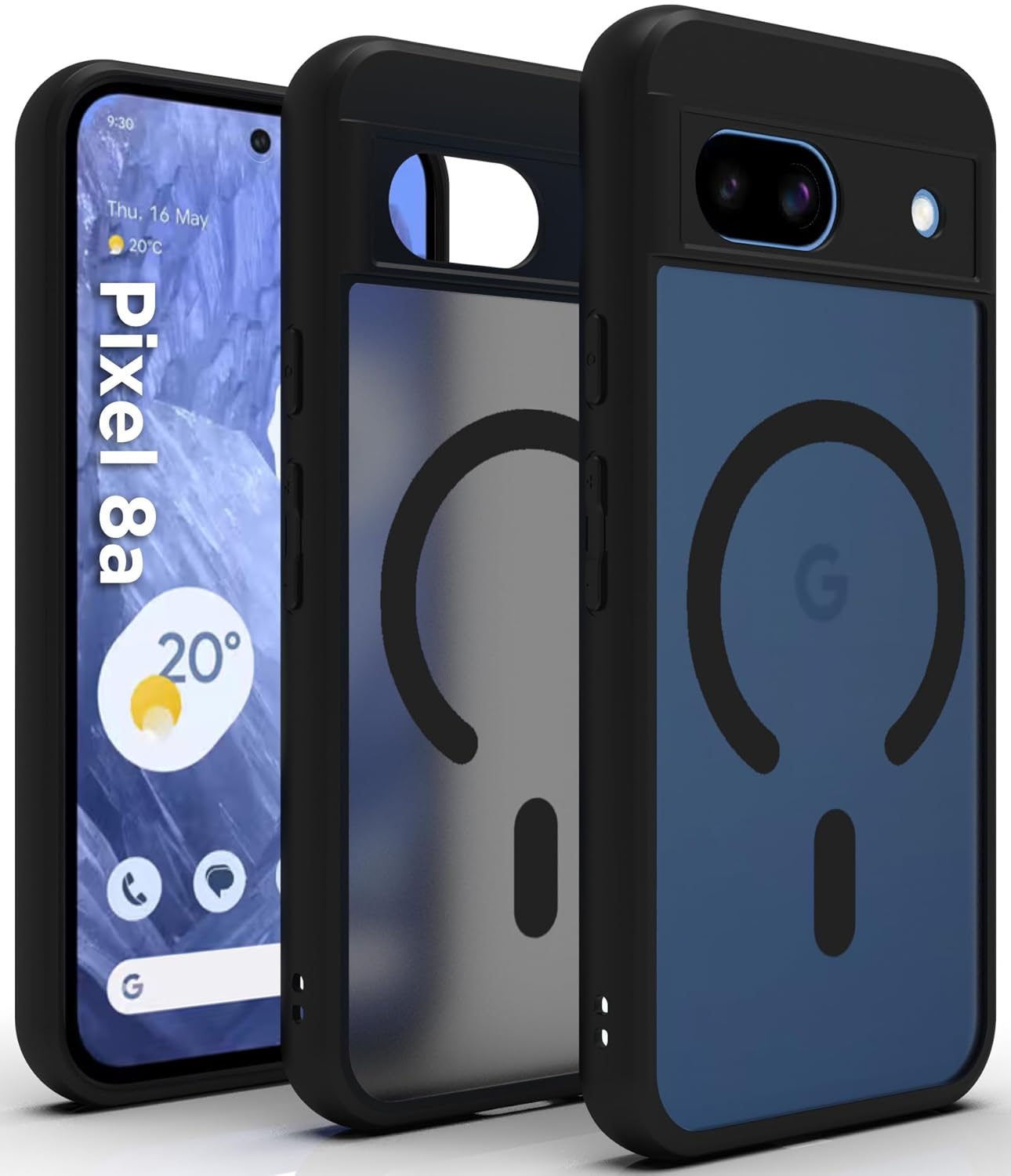 Google Pixel 8A Back Cover Case | Sleek Hybrid - Matte Black Magnetic