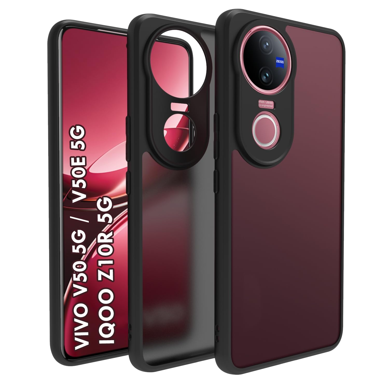 Vivo V50 5G / V50e 5G / iQOO Z10R 5G / Vivo T4R 5G Back Cover Case | Sleek Hybrid - Matte Black