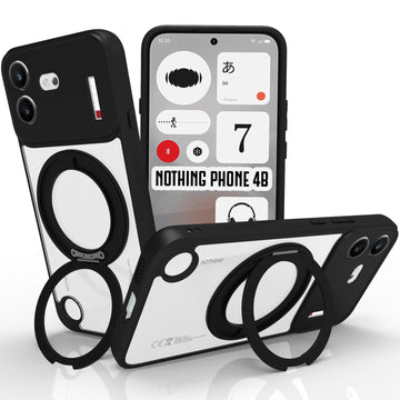 Nothing Phone 4b Ring Stand Back Cover Case | Sleek Hybrid - Clear Black Magnetic
