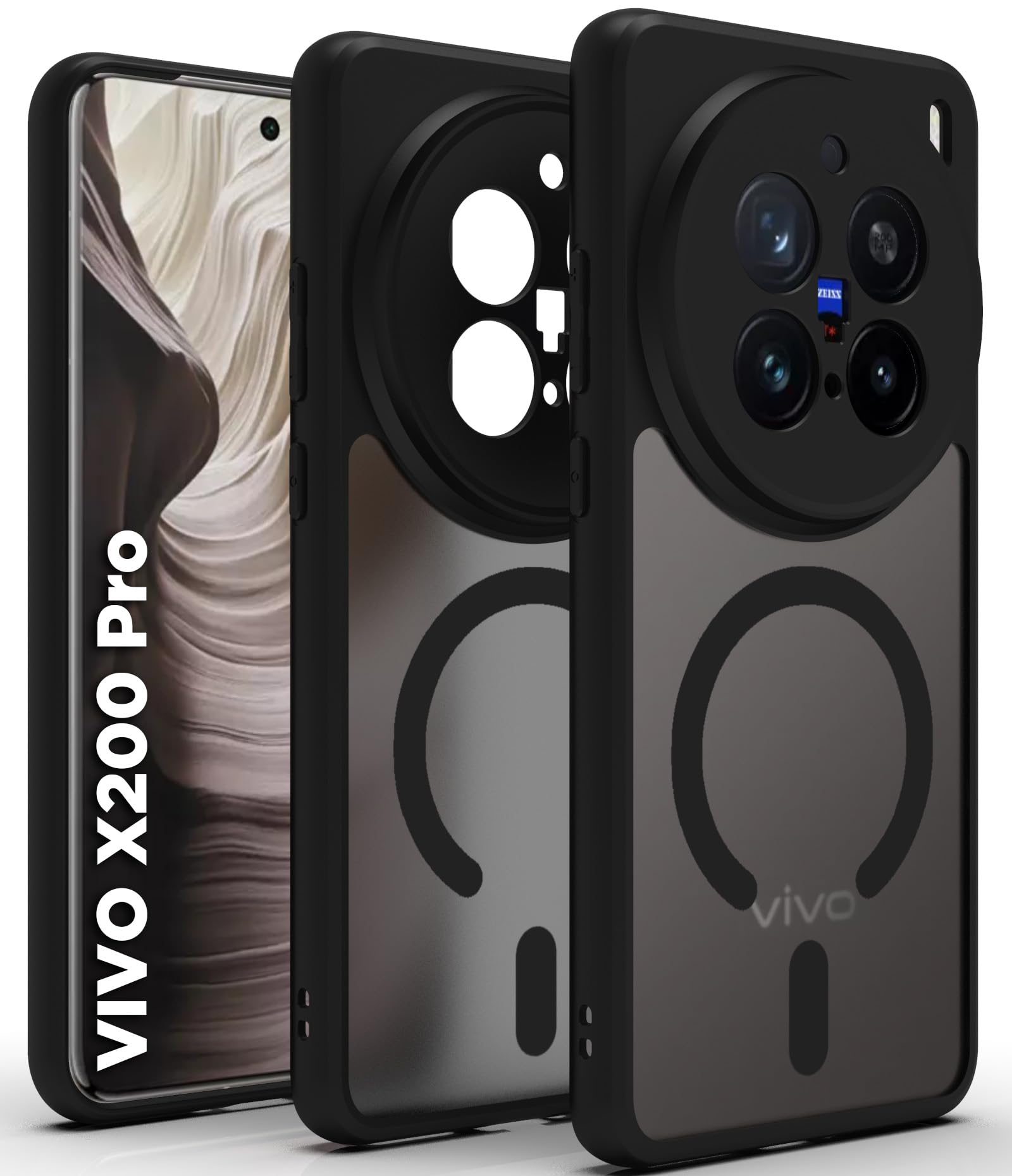 Vivo X200 Pro 5G Back Cover Case | Sleek Hybrid - Matte Black Magnetic