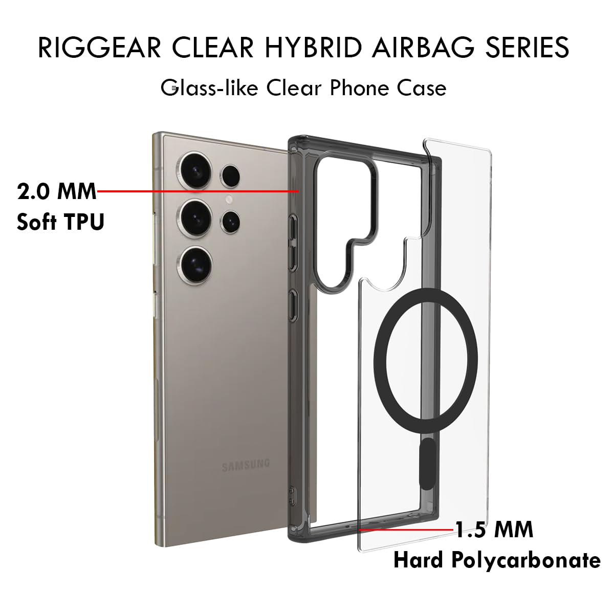 Samsung Galaxy S24 Ultra Back Cover Case | Clear Hybrid - Clear Magnetic