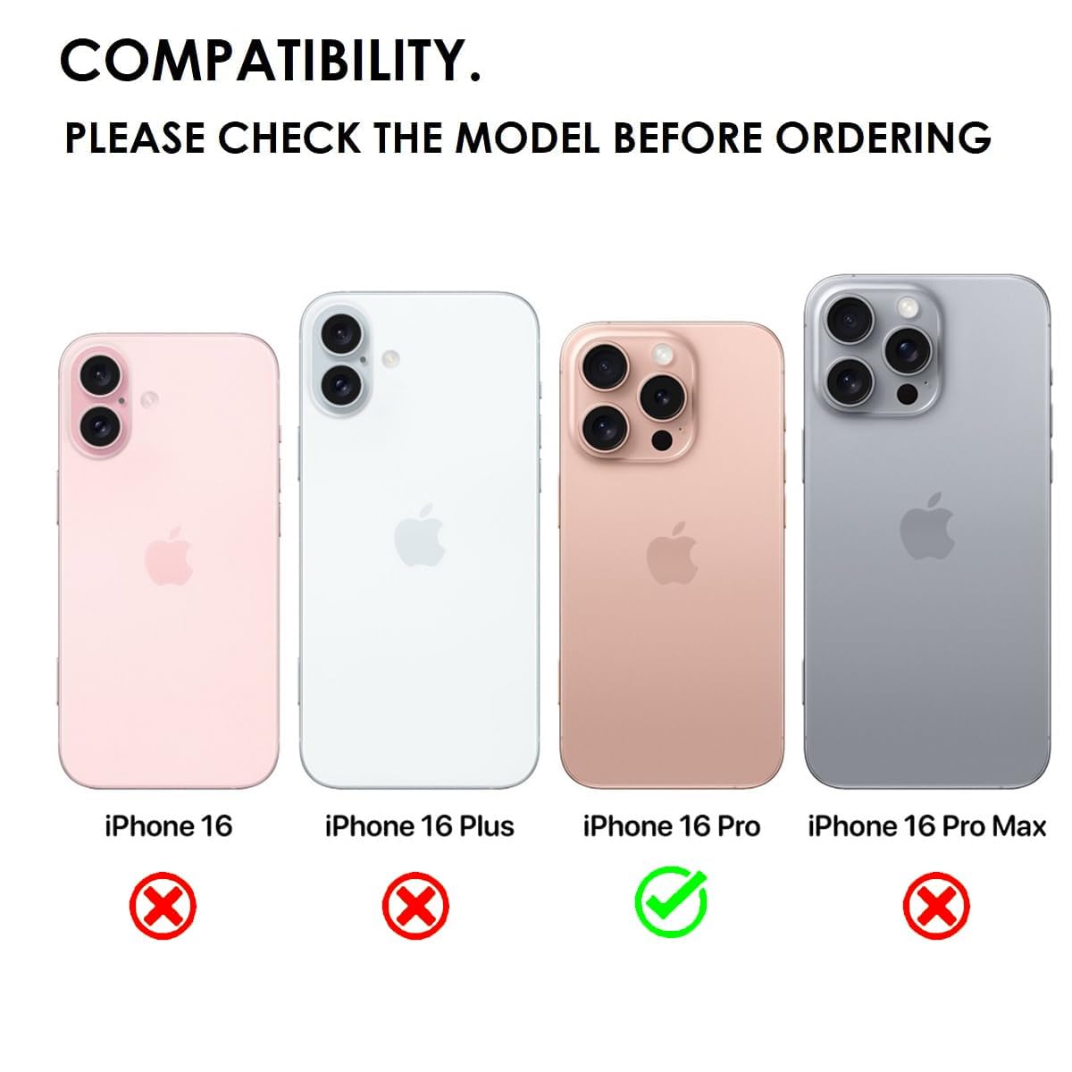 iPhone 16 Pro Back Cover Case | Tough Hybrid - Clear Black